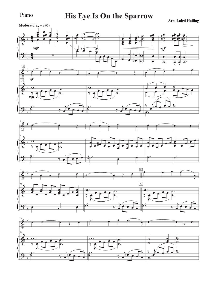 His Eye Is On the Sparrow Chamber Music scores gallery preview page 2