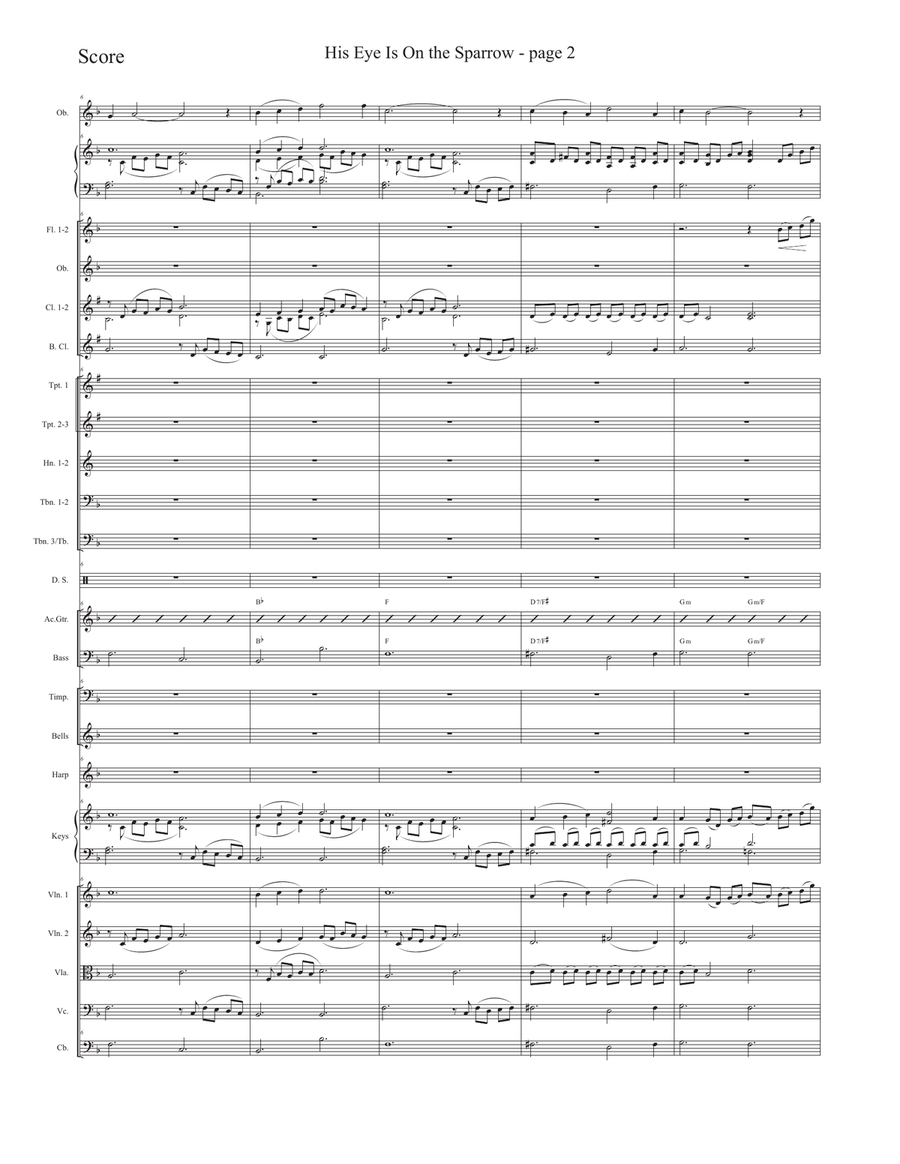 His Eye Is On the Sparrow Full Orchestra scores gallery preview page 2