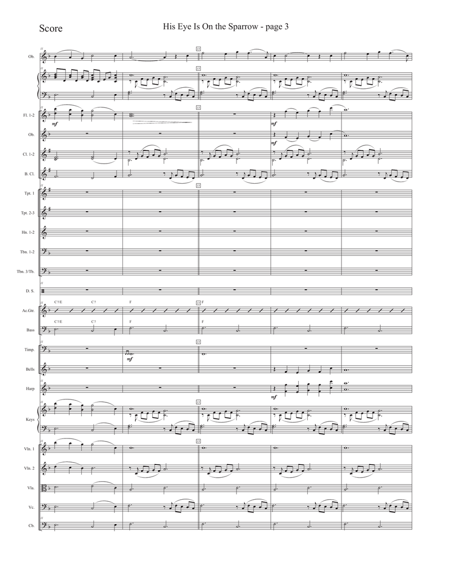 His Eye Is On the Sparrow Full Orchestra scores gallery preview page 3