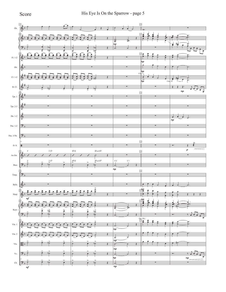 His Eye Is On the Sparrow Full Orchestra scores gallery preview page 5