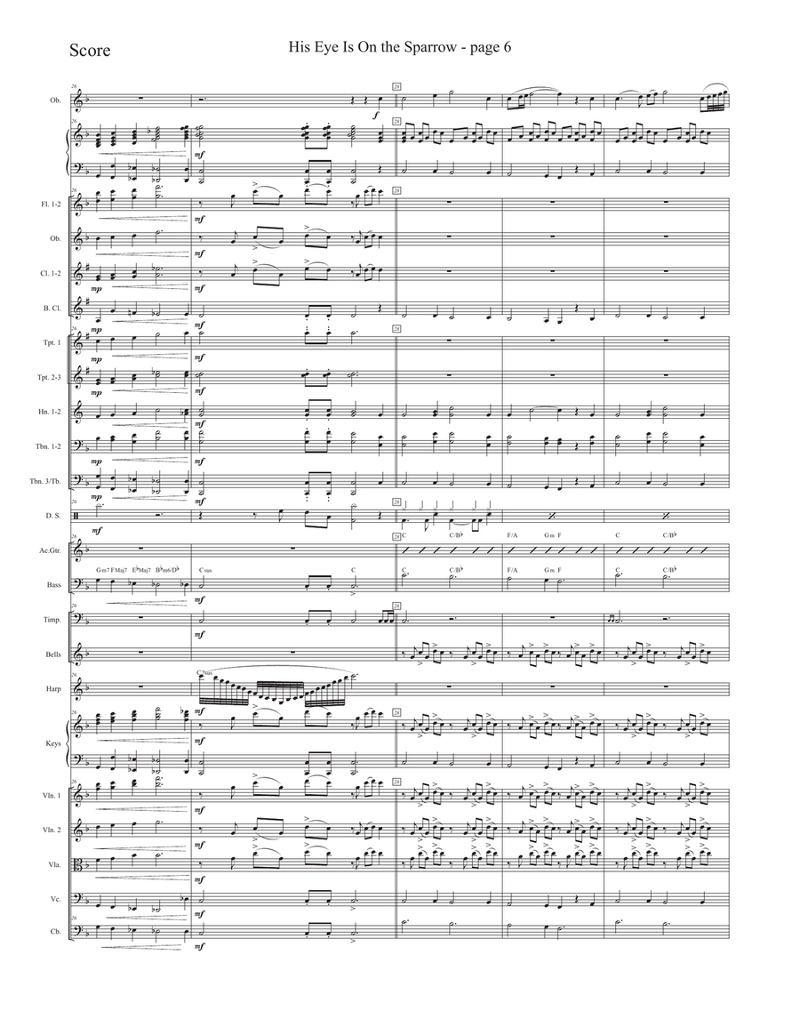 His Eye Is On the Sparrow Full Orchestra scores gallery preview page 6