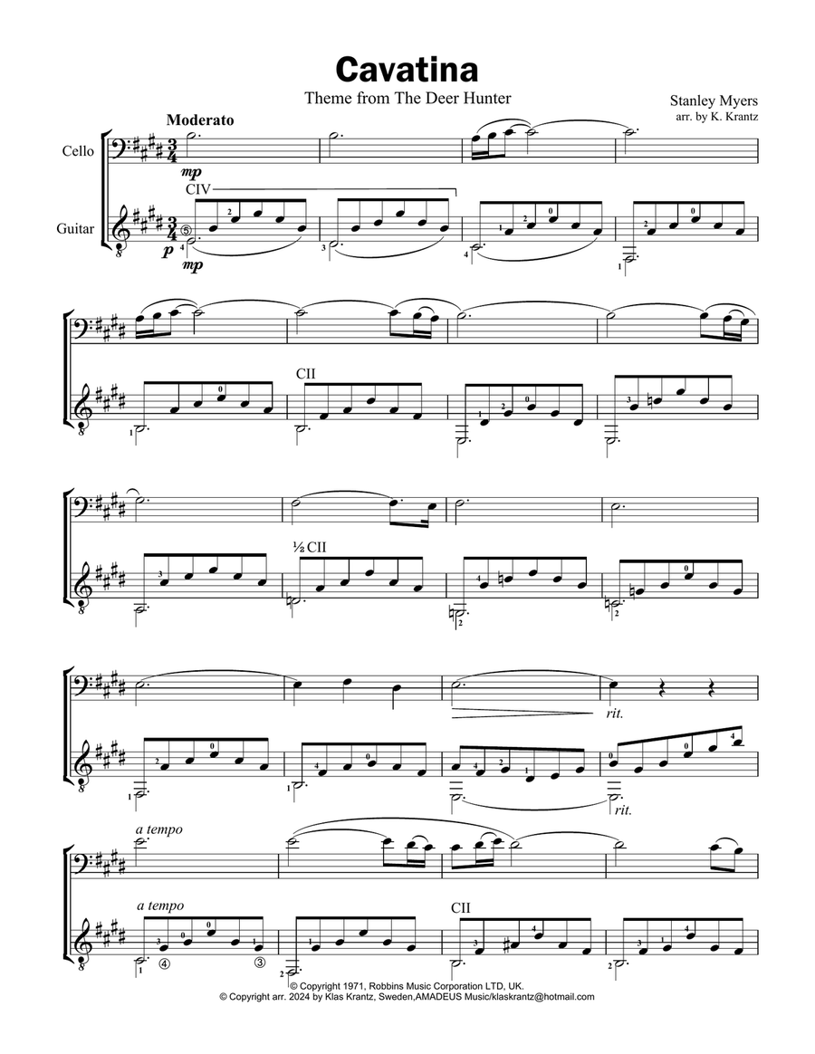 Cavatina Cavatina String Duet scores gallery preview page 1