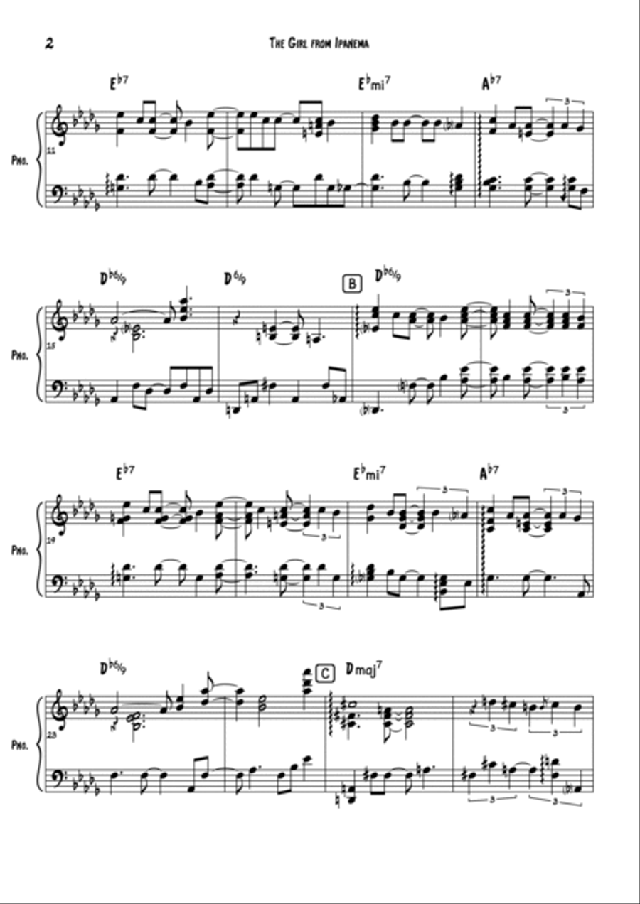 The Girl From Ipanema (Garôta De Ipanema) Piano Solo scores gallery preview page 2