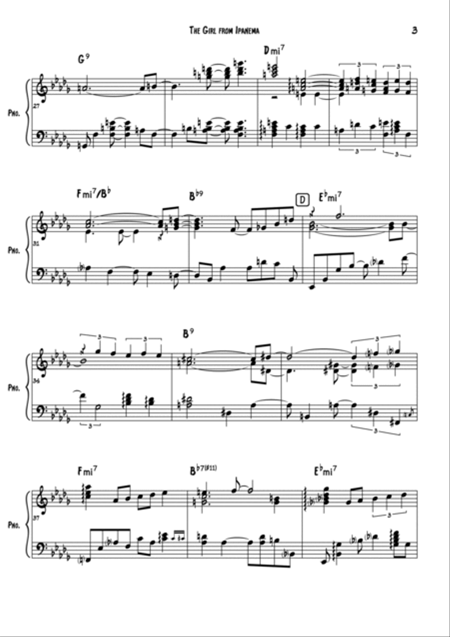 The Girl From Ipanema (Garôta De Ipanema) Piano Solo scores gallery preview page 3