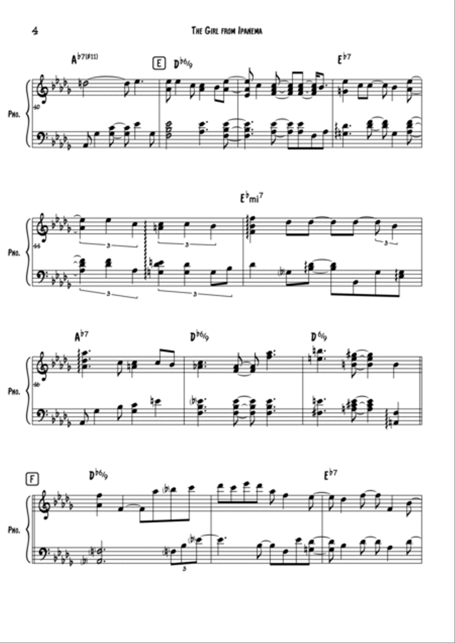 The Girl From Ipanema (Garôta De Ipanema) Piano Solo scores gallery preview page 4