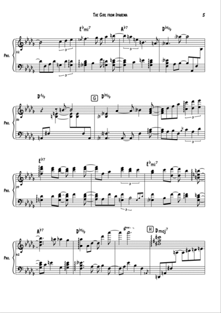 The Girl From Ipanema (Garôta De Ipanema) Piano Solo scores gallery preview page 5