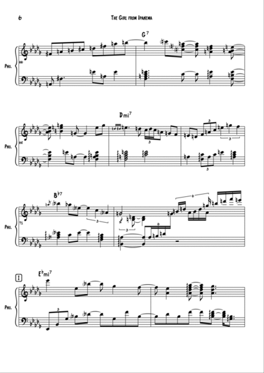 The Girl From Ipanema (Garôta De Ipanema) Piano Solo scores gallery preview page 6