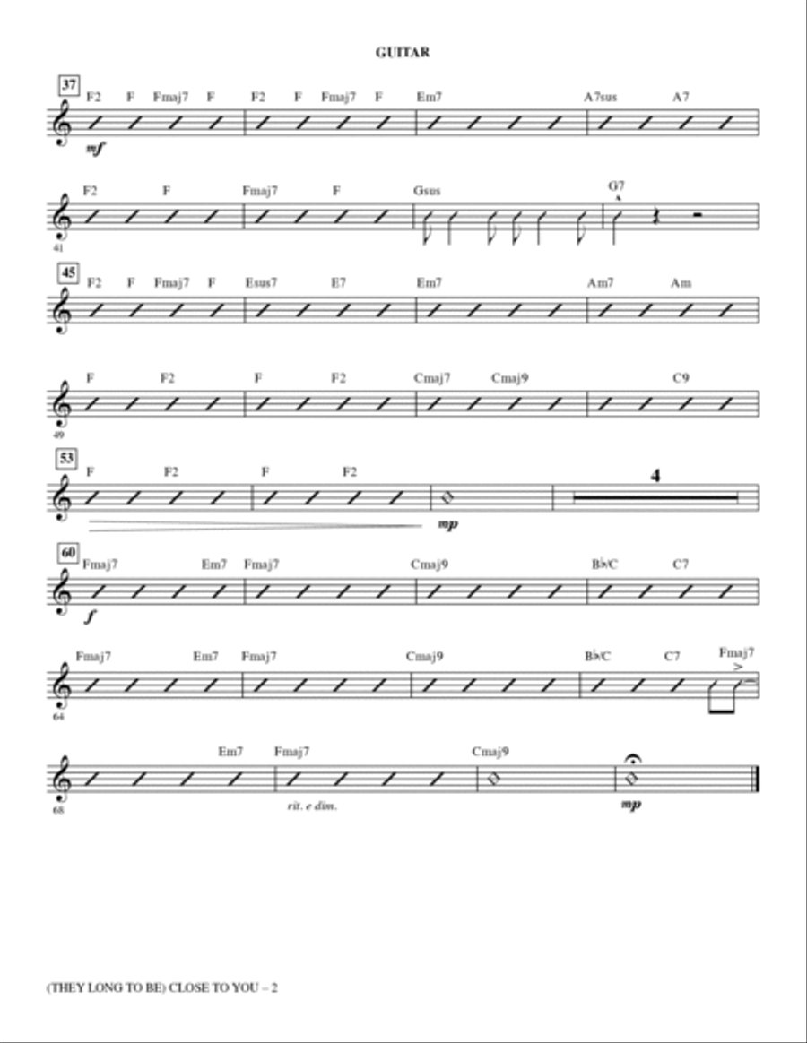 (They Long to Be) Close To You (arr. Mac Huff) - Guitar Choir scores gallery preview page 2