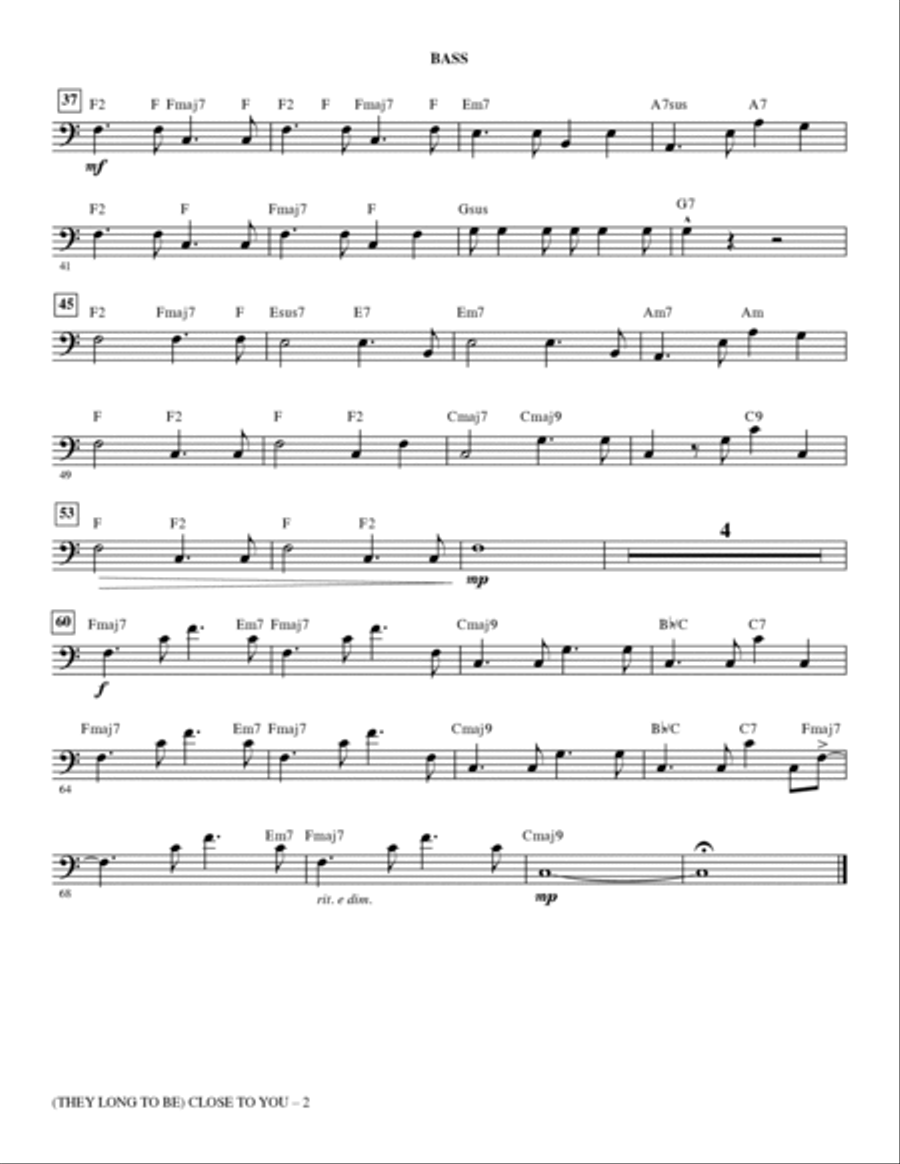 (They Long to Be) Close To You (arr. Mac Huff) - Bass Choir scores gallery preview page 2