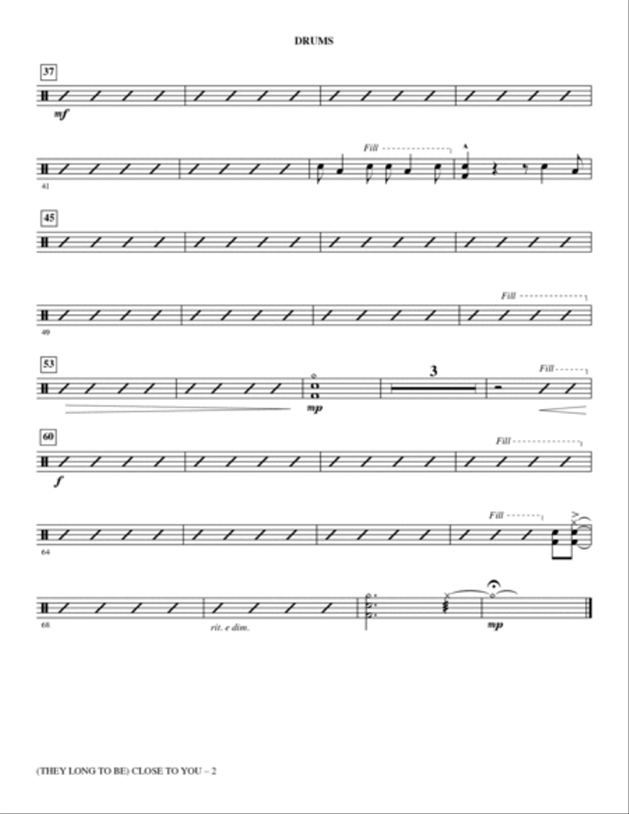 (They Long to Be) Close To You (arr. Mac Huff) - Drums Choir scores gallery preview page 2