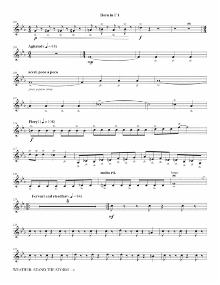 Weather: Stand The Storm (Chamber Ensemble) - Horn 1 in F Choir scores gallery preview page 4