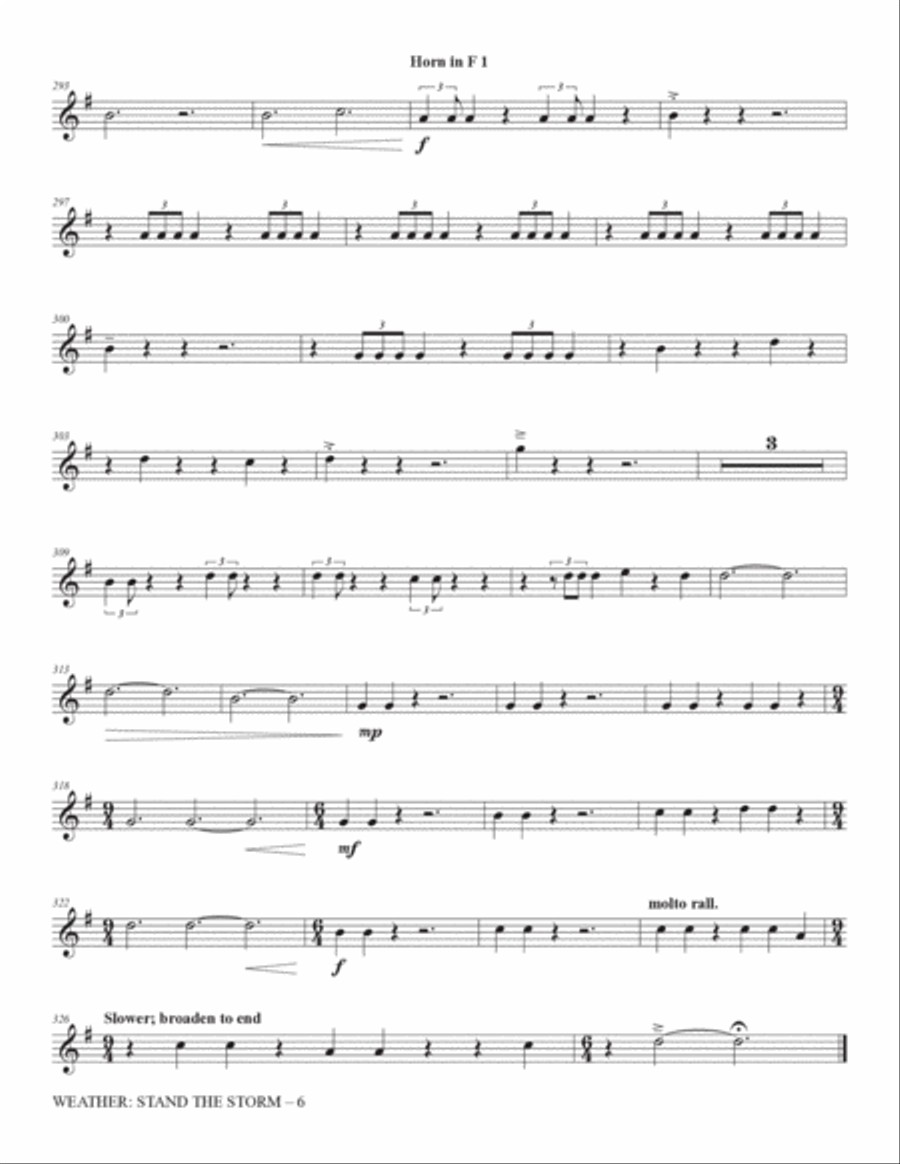 Weather: Stand The Storm (Chamber Ensemble) - Horn 1 in F Choir scores gallery preview page 6