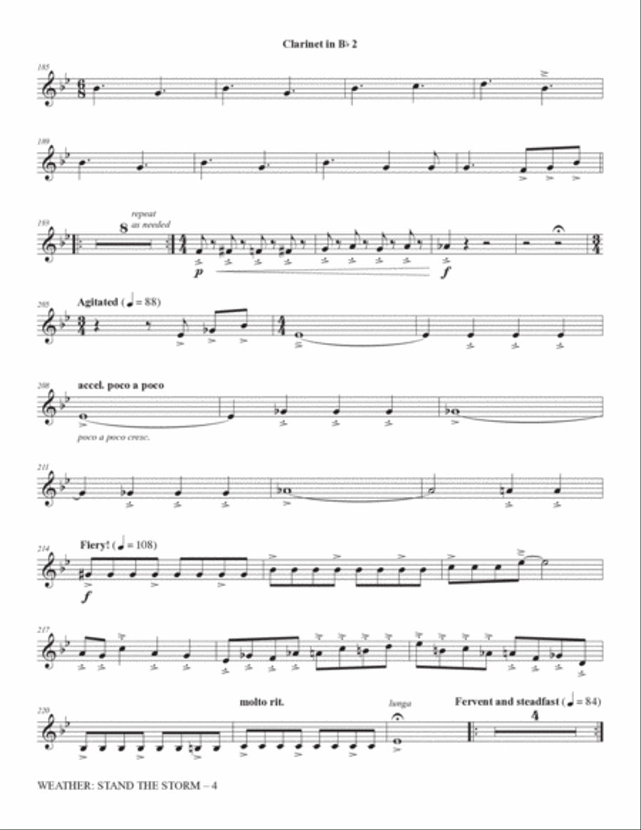 Weather: Stand The Storm (Full Orchestration) - Clarinet 2 in Bb Choir scores gallery preview page 4