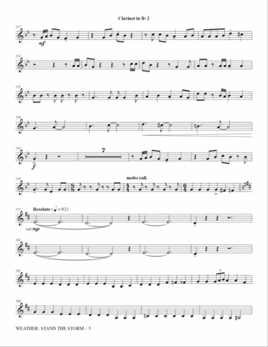 Weather: Stand The Storm (Full Orchestration) - Clarinet 2 in Bb Choir scores gallery preview page 5