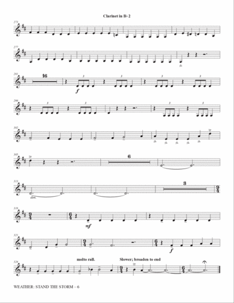Weather: Stand The Storm (Full Orchestration) - Clarinet 2 in Bb Choir scores gallery preview page 6