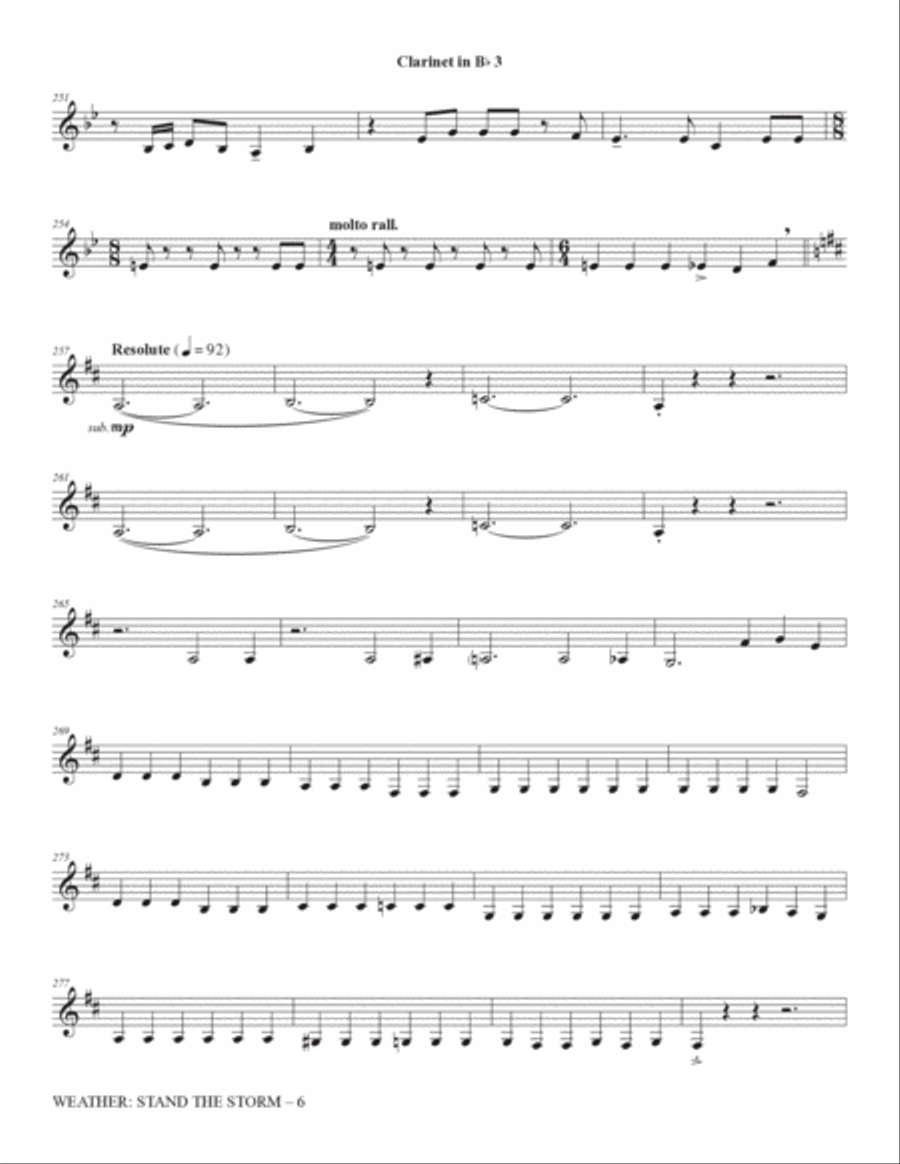 Weather: Stand The Storm (Full Orchestration) - Clarinet 3 in Bb Choir scores gallery preview page 6