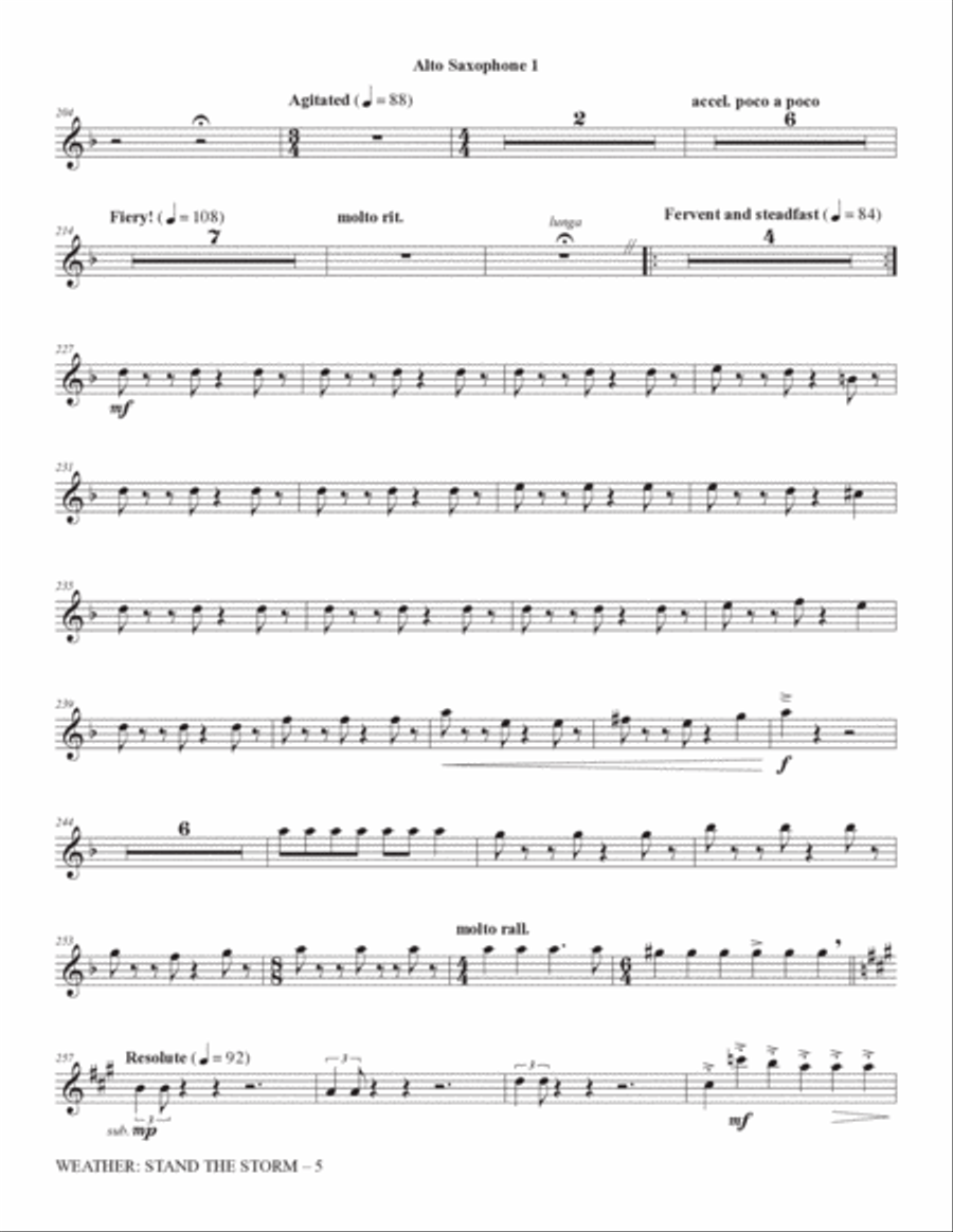 Weather: Stand The Storm (Full Orchestration) - Alto Saxophone 1 Choir scores gallery preview page 5