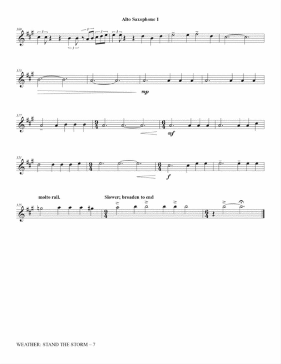 Weather: Stand The Storm (Full Orchestration) - Alto Saxophone 1 Choir scores gallery preview page 7