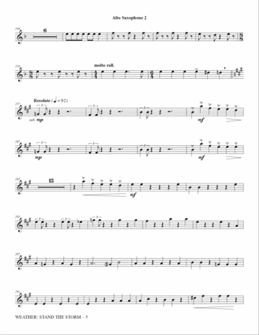 Weather: Stand The Storm (Full Orchestration) - Alto Saxophone 2 Choir scores gallery preview page 5