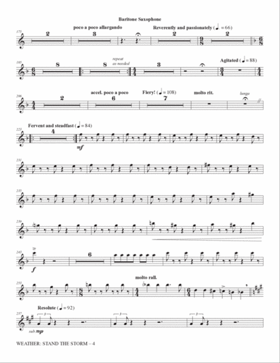 Weather: Stand The Storm (Full Orchestration) - Baritone Saxophone Choir scores gallery preview page 4