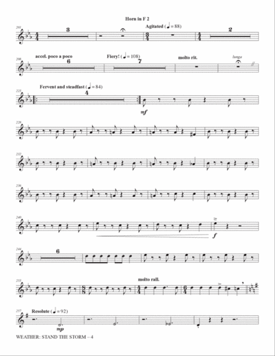 Weather: Stand The Storm (Full Orchestration) - Horn 2 in F Choir scores gallery preview page 4