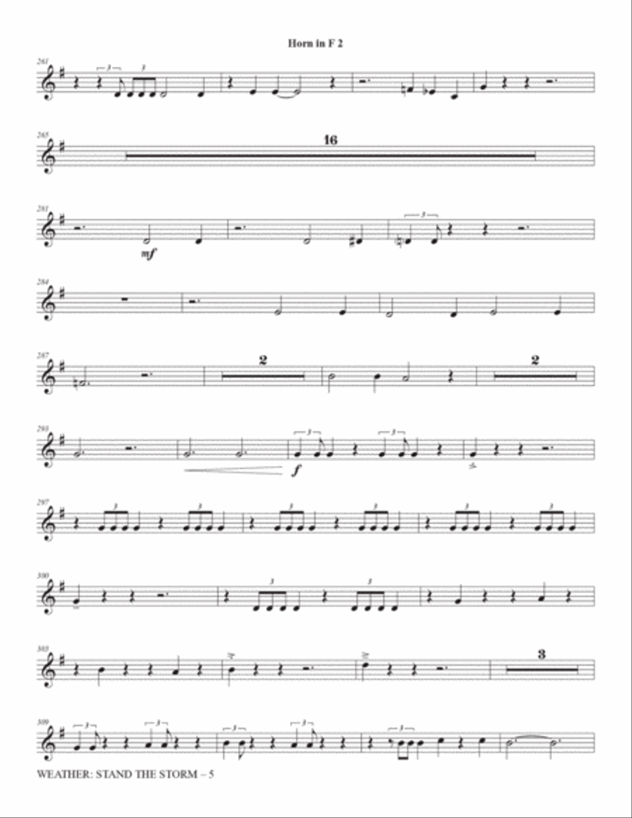 Weather: Stand The Storm (Full Orchestration) - Horn 2 in F Choir scores gallery preview page 5