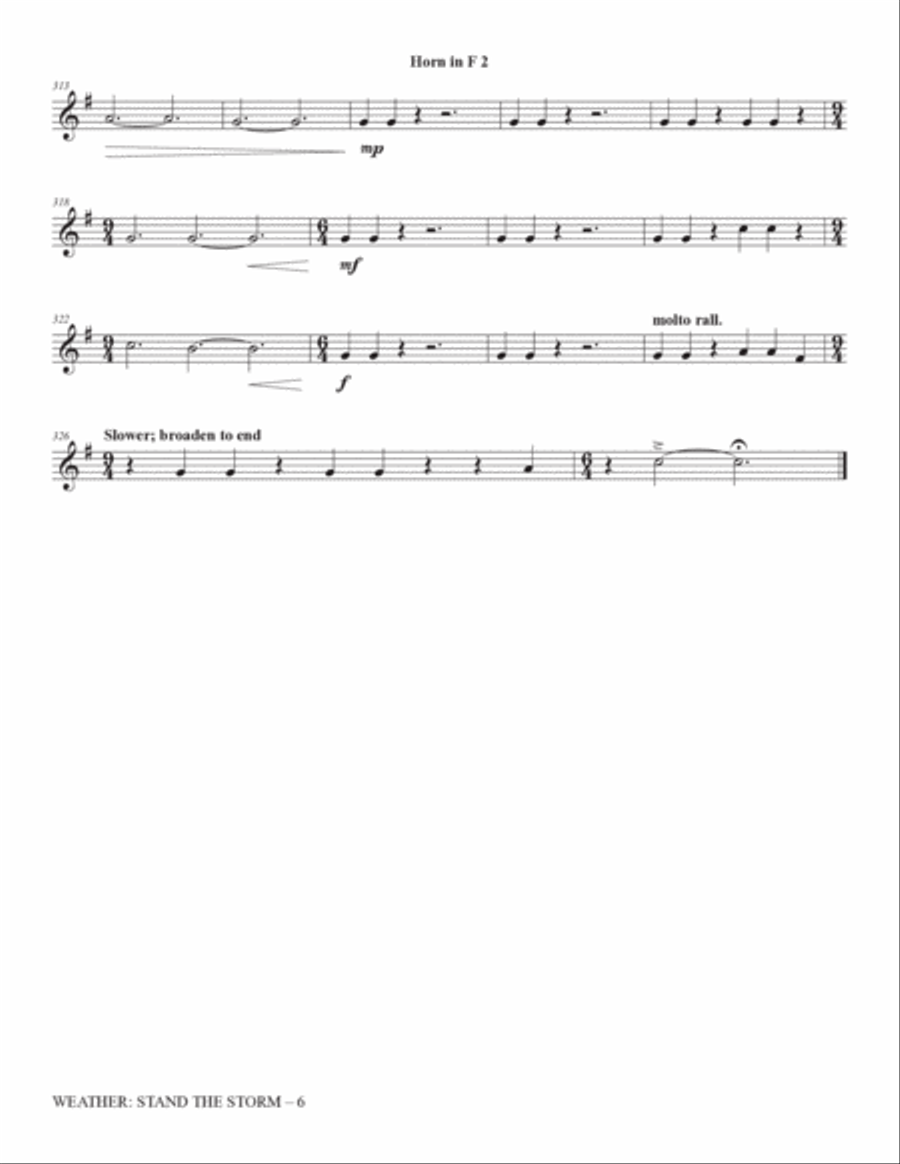 Weather: Stand The Storm (Full Orchestration) - Horn 2 in F Choir scores gallery preview page 6