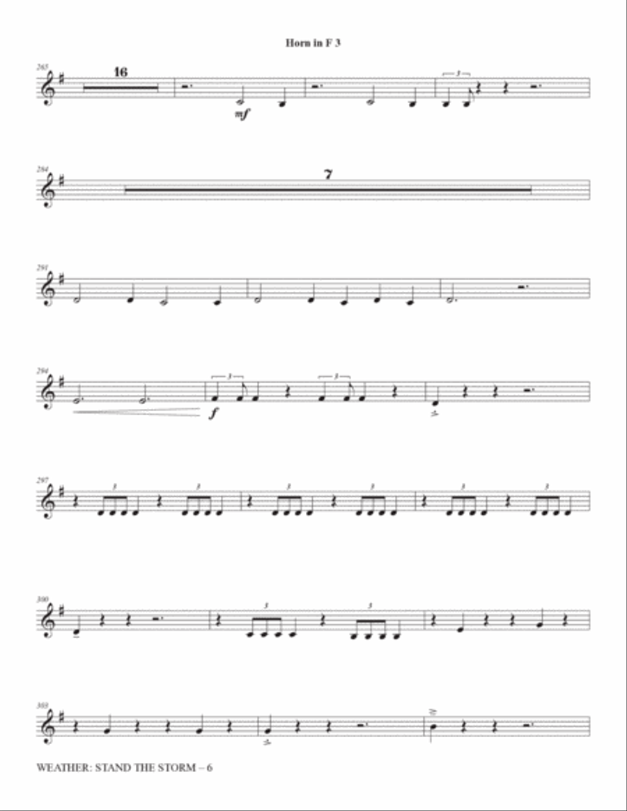 Weather: Stand The Storm (Full Orchestration) - Horn 3 in F Choir scores gallery preview page 6
