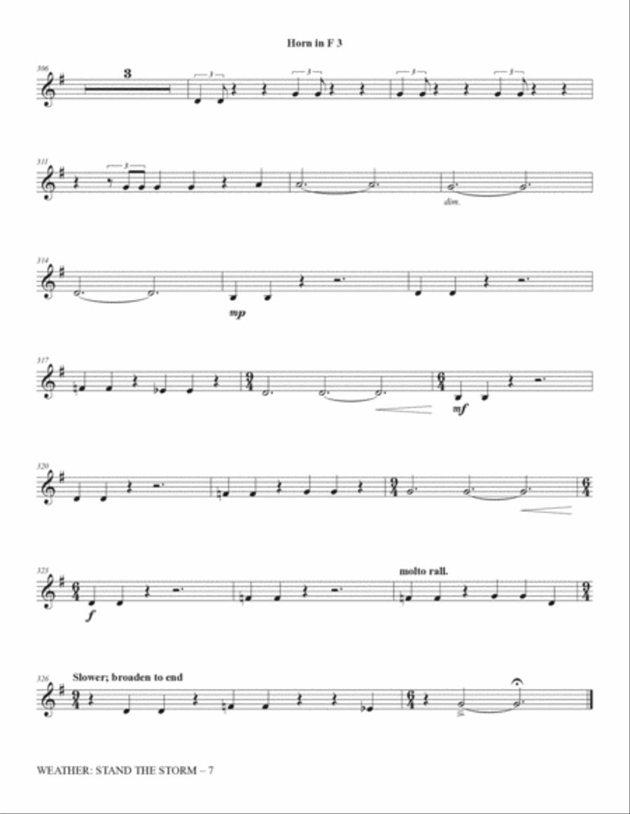 Weather: Stand The Storm (Full Orchestration) - Horn 3 in F Choir scores gallery preview page 7