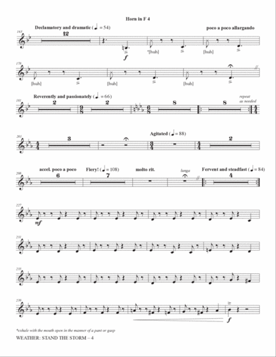 Weather: Stand The Storm (Full Orchestration) - Horn 4 in F Choir scores gallery preview page 4