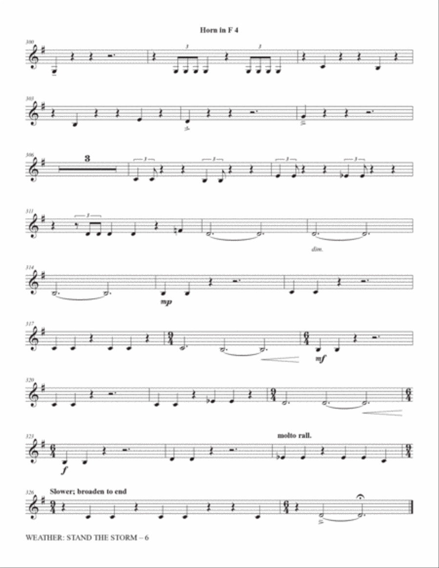 Weather: Stand The Storm (Full Orchestration) - Horn 4 in F Choir scores gallery preview page 6