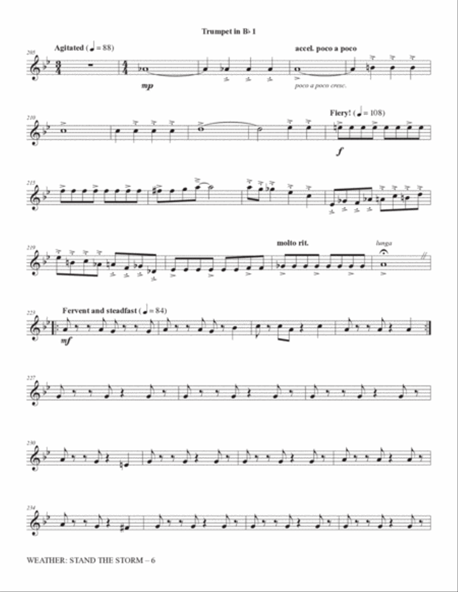 Weather: Stand The Storm (Full Orchestration) - Trumpet 1 in Bb Choir scores gallery preview page 6