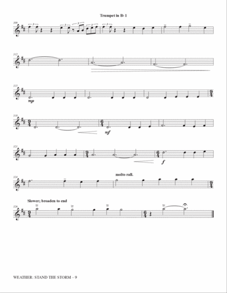 Weather: Stand The Storm (Full Orchestration) - Trumpet 1 in Bb Choir scores gallery preview page 9