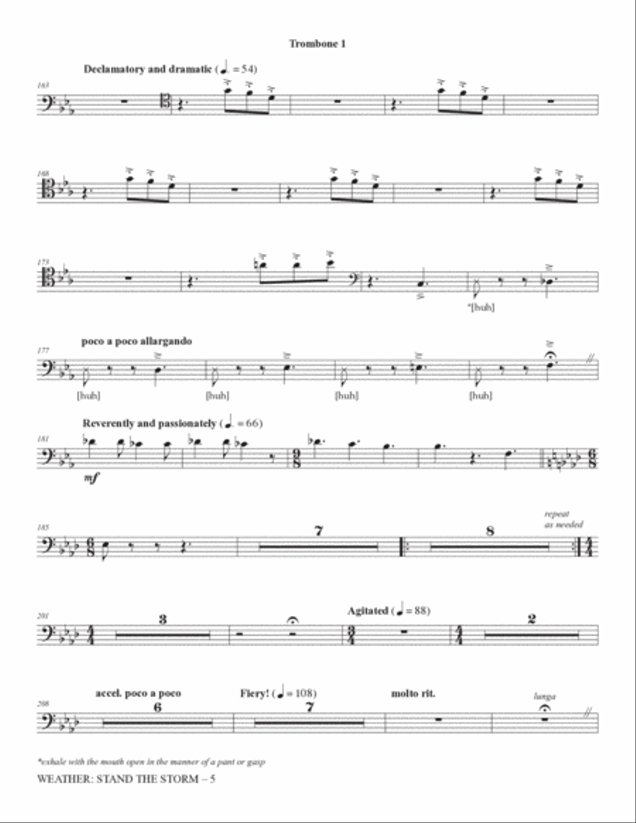 Weather: Stand The Storm (Full Orchestration) - Trombone 1 Choir scores gallery preview page 5