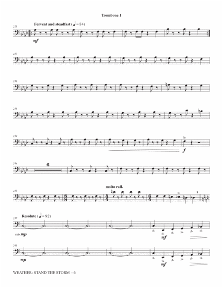 Weather: Stand The Storm (Full Orchestration) - Trombone 1 Choir scores gallery preview page 6