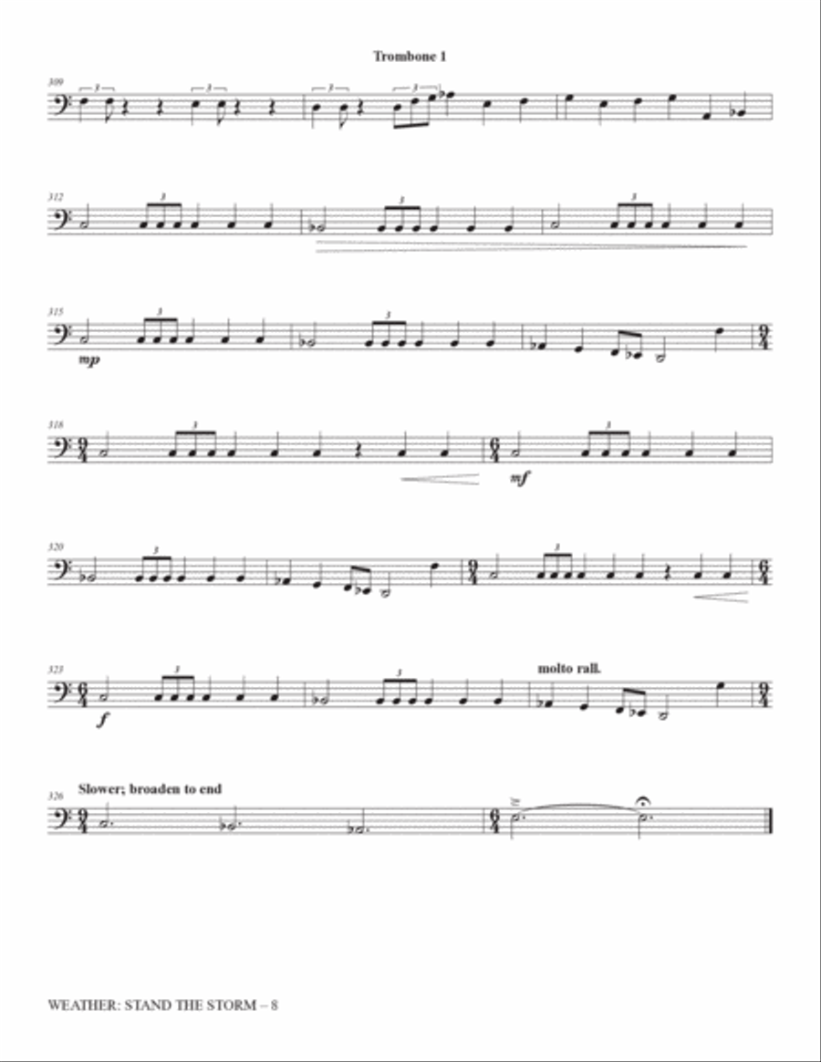 Weather: Stand The Storm (Full Orchestration) - Trombone 1 Choir scores gallery preview page 8