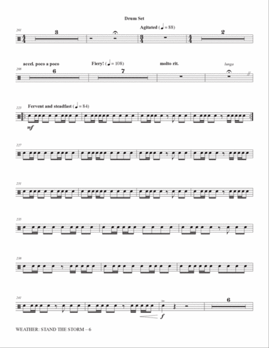 Weather: Stand The Storm (Full Orchestration) - Drum Set Choir scores gallery preview page 6