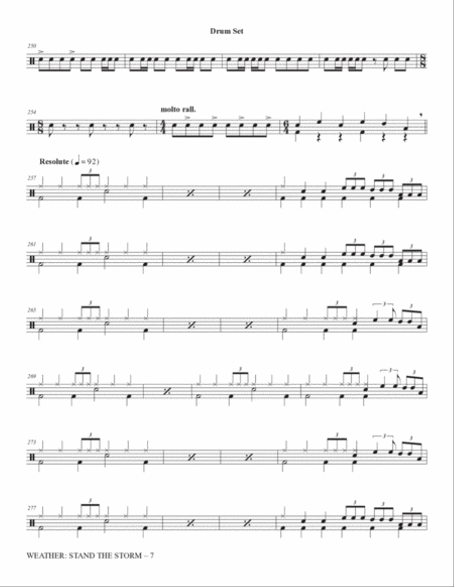 Weather: Stand The Storm (Full Orchestration) - Drum Set Choir scores gallery preview page 7