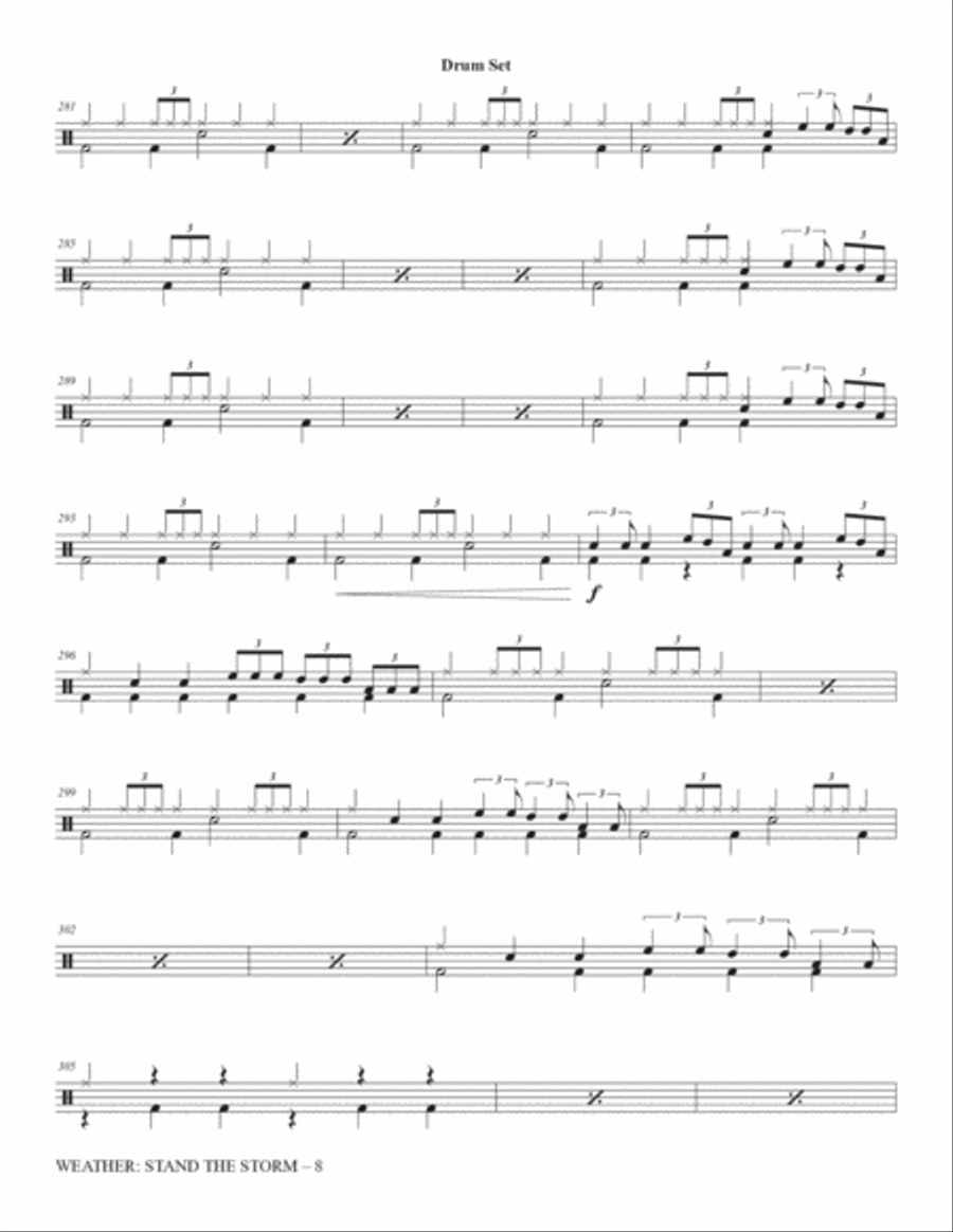 Weather: Stand The Storm (Full Orchestration) - Drum Set Choir scores gallery preview page 8