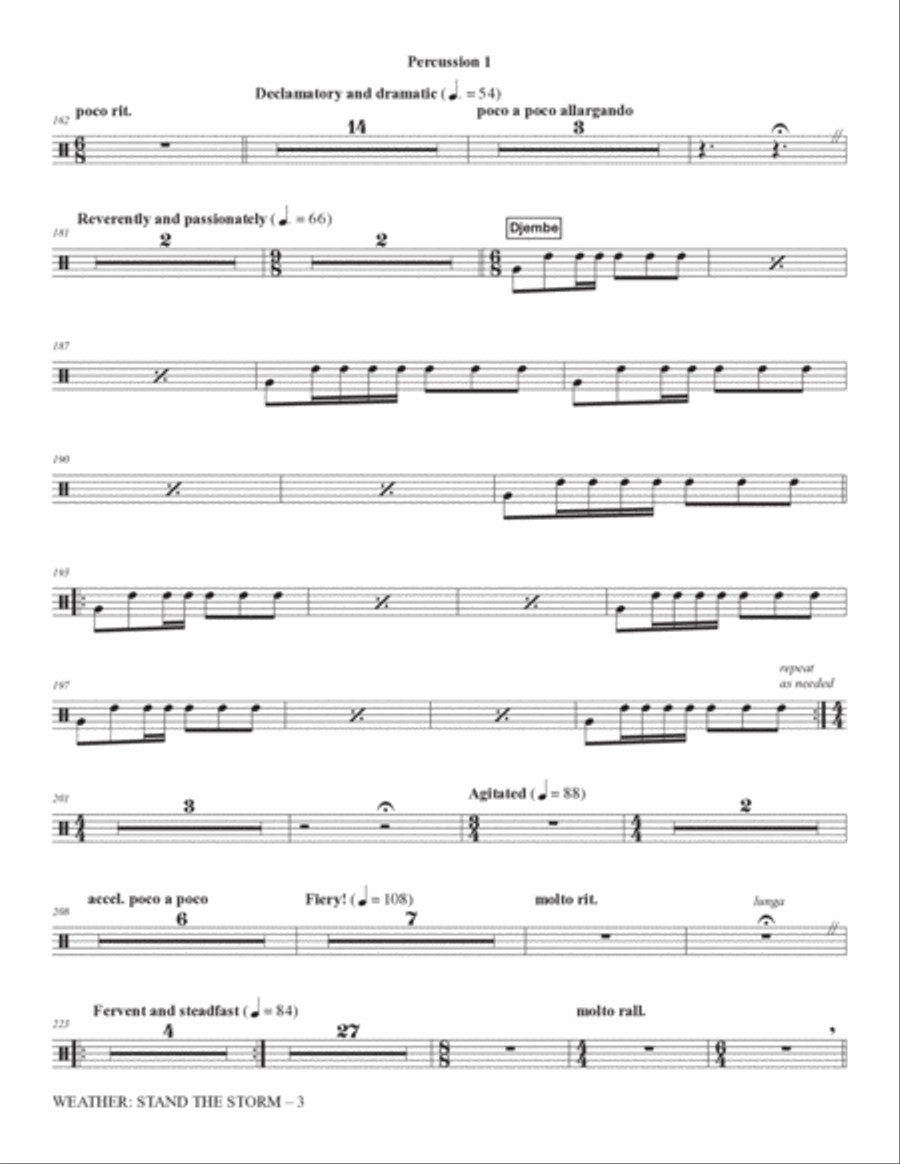 Weather: Stand The Storm (Full Orchestration) - Percussion 1 Choir scores gallery preview page 3