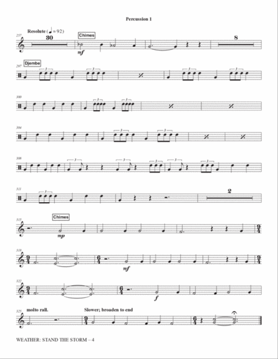Weather: Stand The Storm (Full Orchestration) - Percussion 1 Choir scores gallery preview page 4