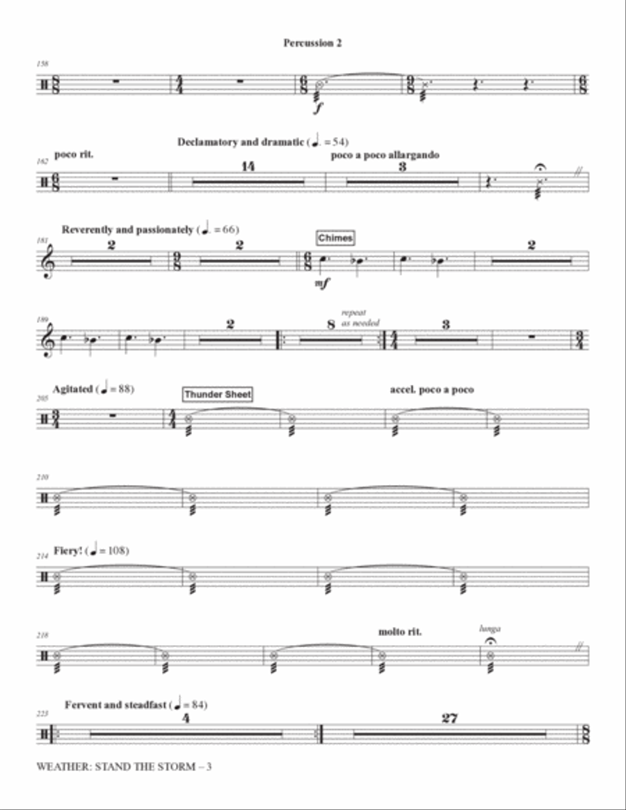 Weather: Stand The Storm (Full Orchestration) - Percussion 2 Choir scores gallery preview page 3