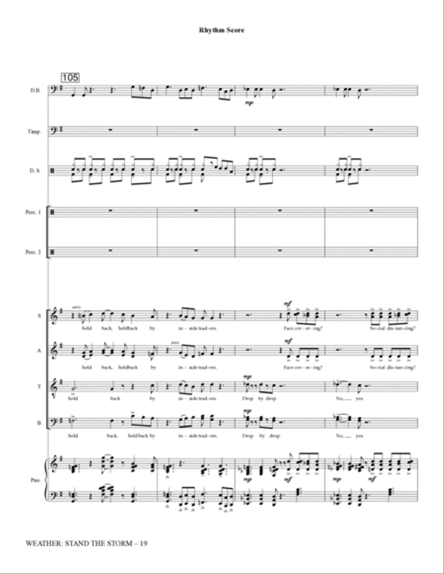 Weather: Stand The Storm (Rhythm Ensemble) - Full Score Choir scores gallery preview page 19