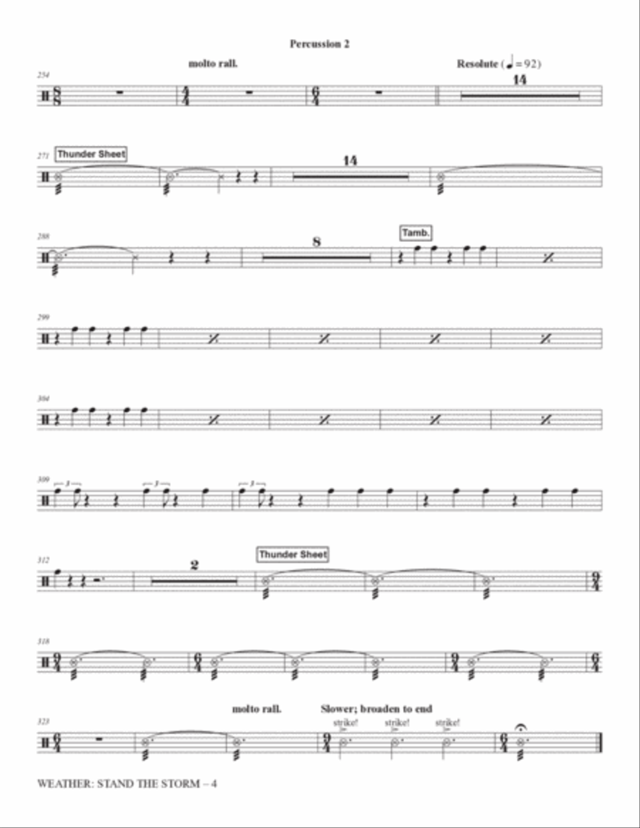 Weather: Stand The Storm (Rhythm Ensemble) - Percussion 2 Choir scores gallery preview page 4