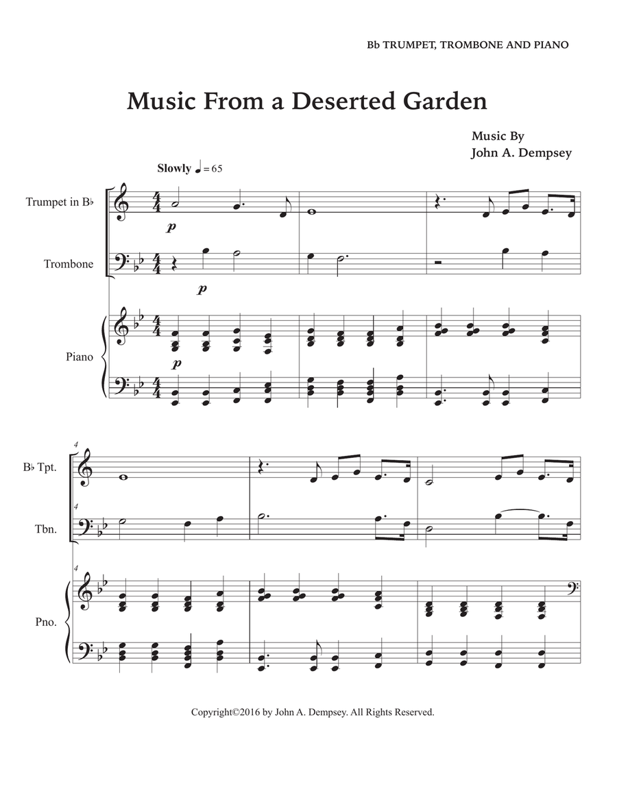 Music From a Deserted Garden (Trio for Trumpet, Trombone and Piano) Brass Trio scores gallery preview page 5