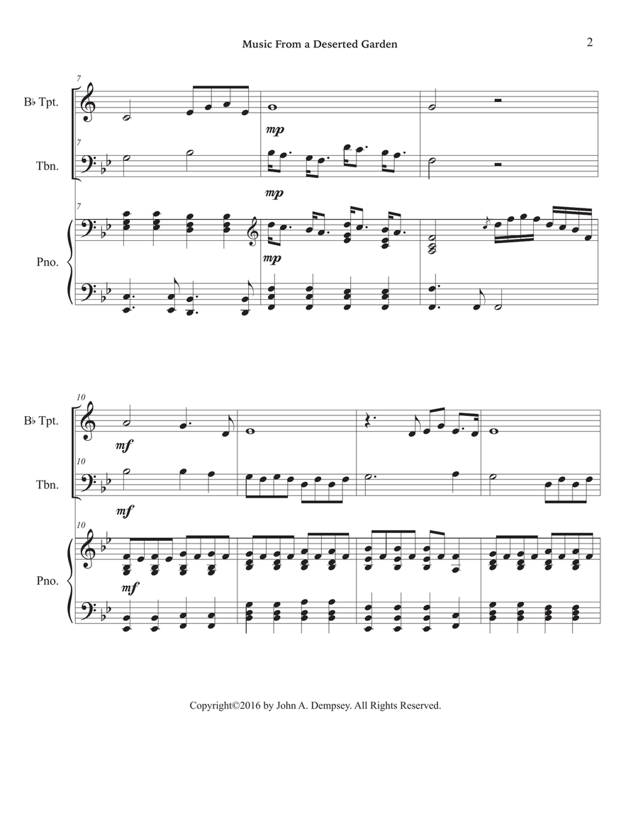 Music From a Deserted Garden (Trio for Trumpet, Trombone and Piano) Brass Trio scores gallery preview page 6