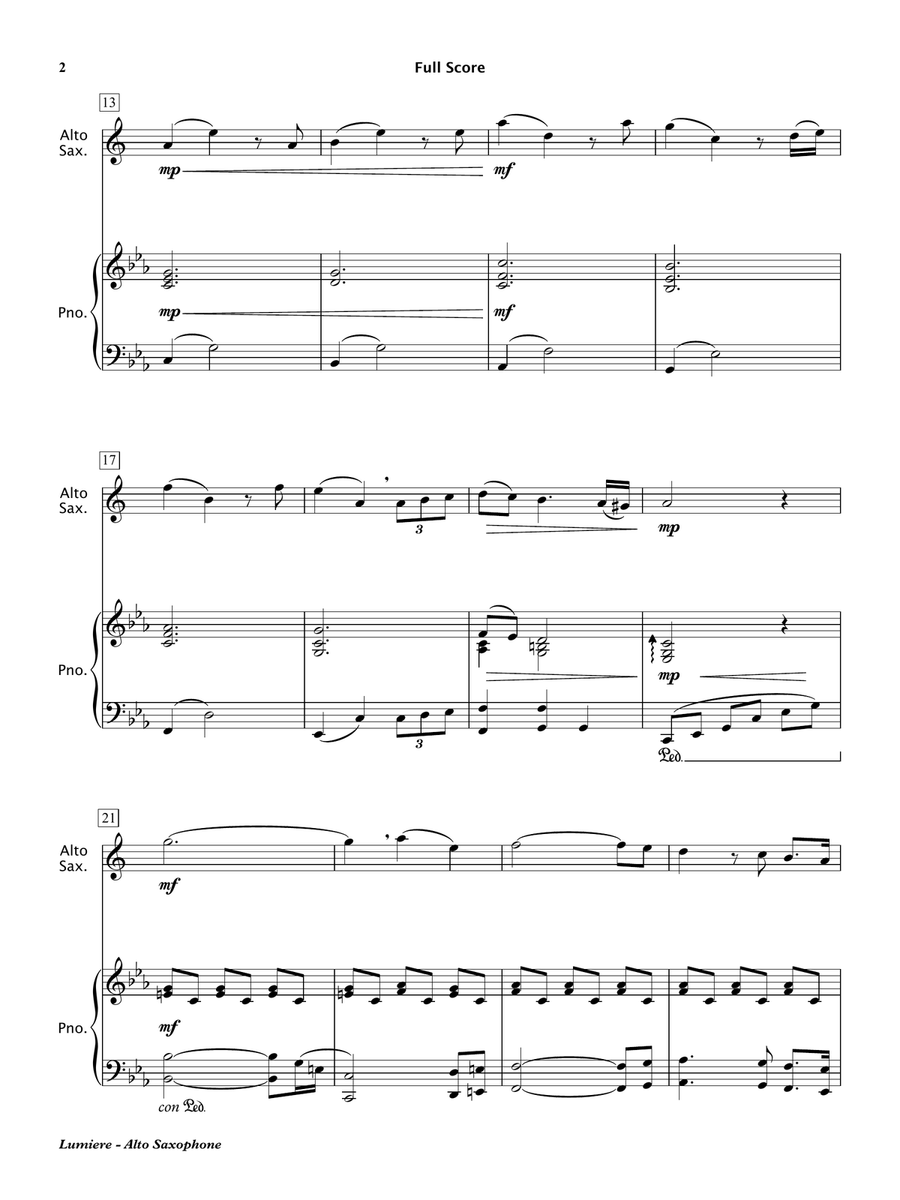 Lumiere (Alto Saxophone & Piano) Alto Saxophone scores gallery preview page 3
