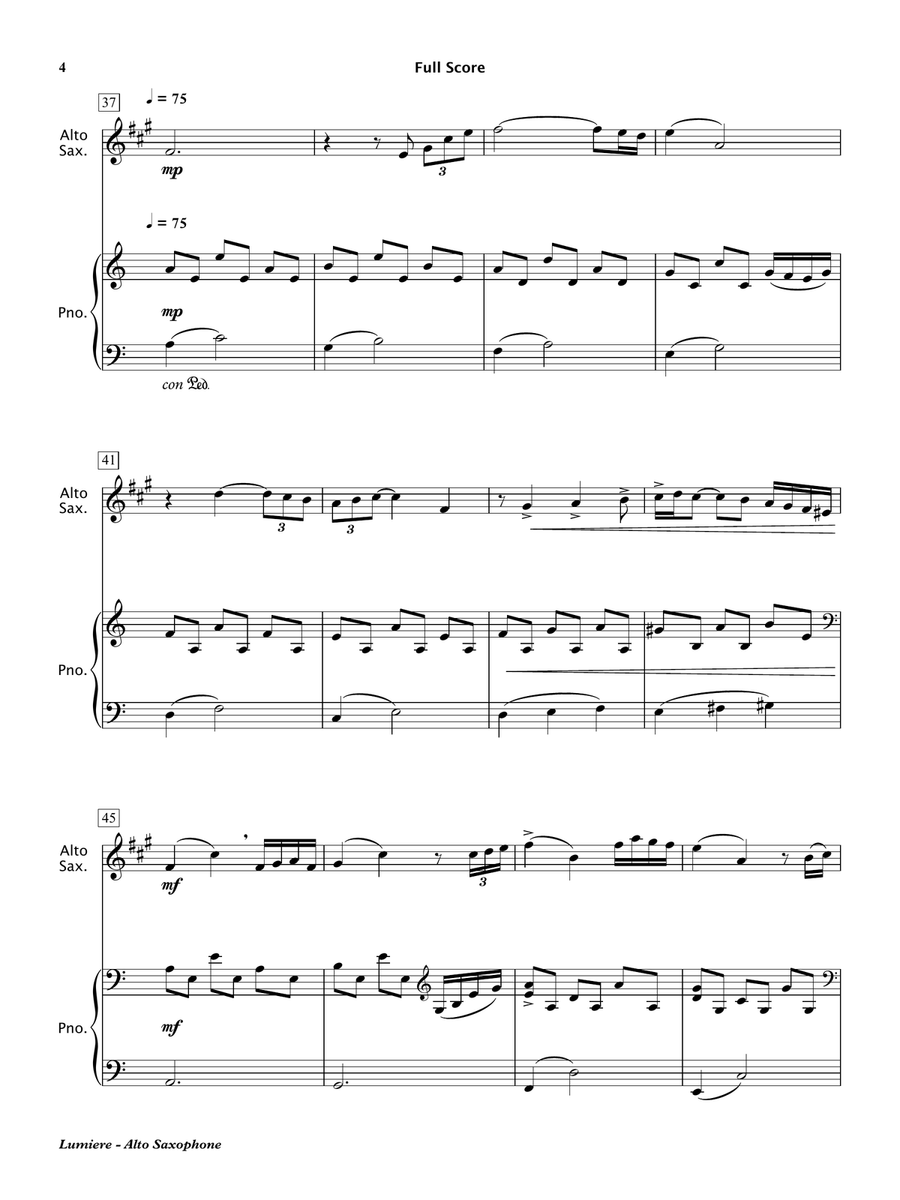 Lumiere (Alto Saxophone & Piano) Alto Saxophone scores gallery preview page 5