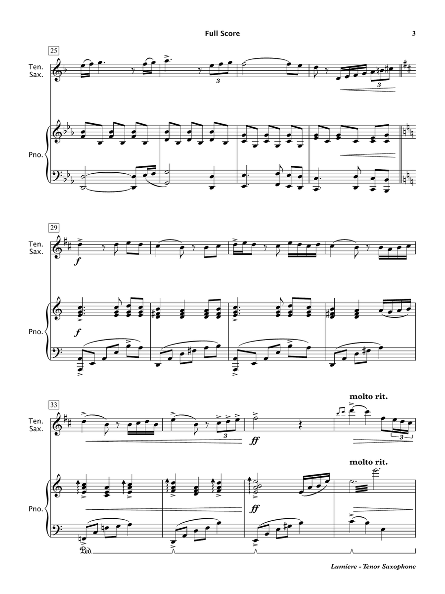 Lumiere (Tenor Saxophone & Piano) Tenor Saxophone scores gallery preview page 4