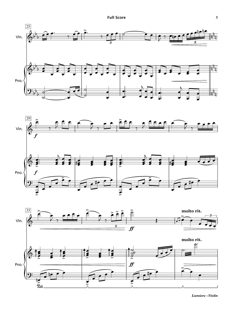 Lumiere (Violin & Piano) Violin Solo scores gallery preview page 4